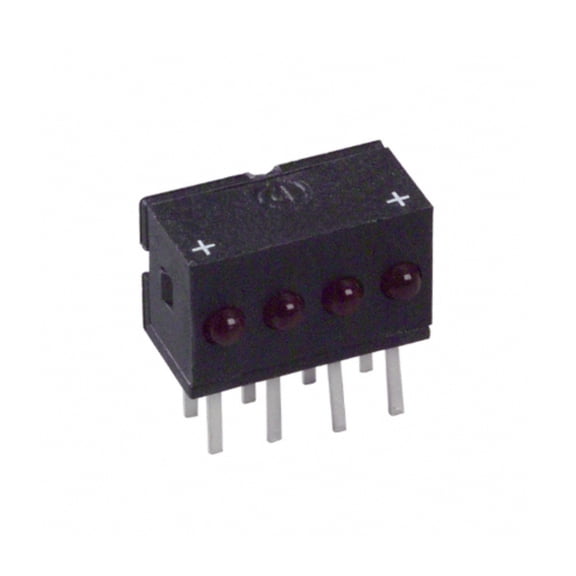 5554003F LED Circuit Board Indicator LED Circuit Board Indicator 4 Wide Red (x 4) Clear 5V 6mA Through Hole, Right Angle