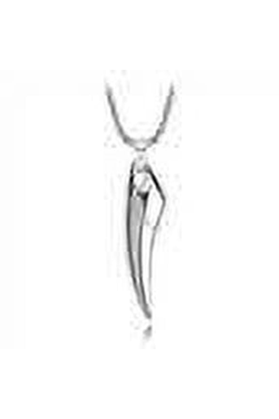 2 Tone Stainless Steel Tooth Necklace for Men & Boys, Box Chain Tooth Necklace for Guys, Mens Bone Horn Necklace, Horn Pendant for Men, 20 Inch, Silver