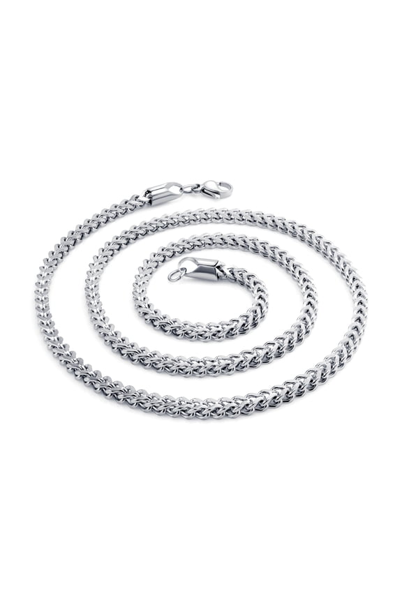 3.3mm Franco Necklace, Xtentacion Chain, Franco Chain, Stainless Steel Necklace for Women, Stainless Steel Necklace for Men, Silver, 24 Inch
