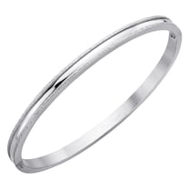 555Jewelry 4mm Wide Stainless Steel Hinged Cuff Bangle Bracelets for Women, Silver