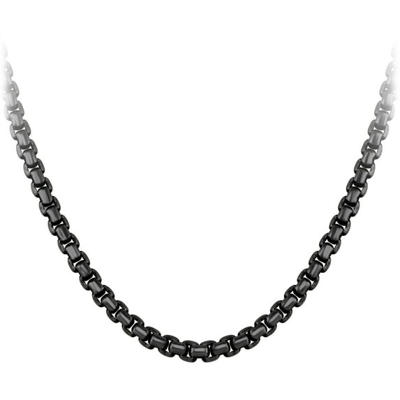 555Jewelry 5mm Stainless Steel Box Chain Necklace for Men & Women, Black Chain Necklace for Men, Black Necklace for Men, 24 Inch