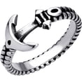 thumbnail image 1 of 555Jewelry Anchor Rope Stainless Steel Rings Men Jewelry, Nautical Rope Beach Jewelry Teen Boys, Silver Rope Ring Vintage Jewelry Pirate Gifts for Men, US Size 12, 1 of 5