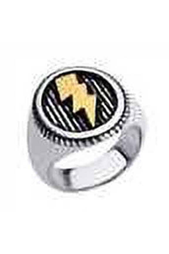 Classic Stainless Steel Rings for Men, Signet Seal Lightning Ring for Men, Blot Rings for Men, The Flash Ring for Boys, Biker Rings for Men, Silver & Gold, Size 10