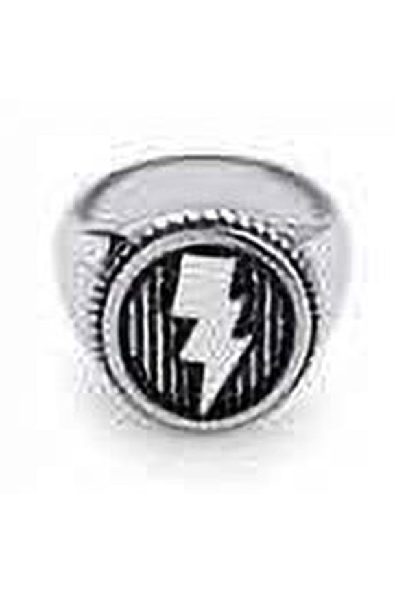 Classic Stainless Steel Rings for Men, Signet Seal Lightning Ring for Men, Blot Rings for Men, The Flash Ring for Boys, Biker Rings for Men, Silver, Size 13