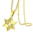 thumbnail image 1 of ‎555Jewelry Ribbed Stainless Steel Box Chain Star of David Necklace for Men & Boys, Small Jewish Star Necklace for Women, 24 Inch, Gold, 1 of 8