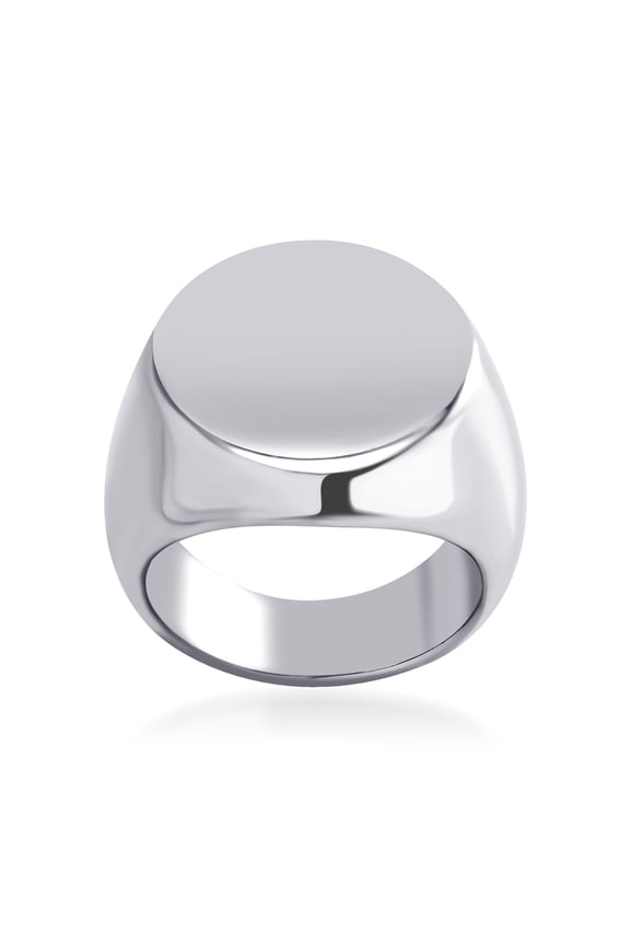 Solid Stainless Steel Signet Ring, Plain Signet Seal Ring for Men, Vintage Rings for Men, Pinky Rings for Men, Biker Ring for Men, Silver, Size 9.5