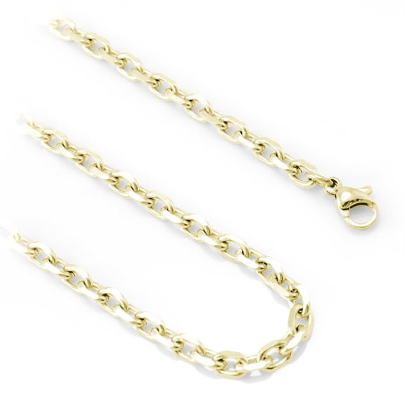 555Jewelry Stainless Steel Chain For Women, Cable Chain Necklace for Women, Mens Chain Necklace, Men Necklace, Chains for Girls, Gold, 16 Inch