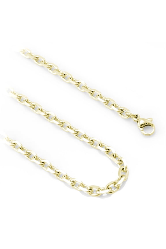 Stainless Steel Chain For Women, Cable Chain Necklace for Women, Mens Chain Necklace, Men Necklace, Chains for Girls, Gold, 24 Inch