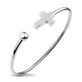 thumbnail image 1 of 555Jewelry Stainless Steel Cross Symbol Religious Christian Catholic Open Cuff Bangle Bracelet for Women & Men, Silver, 1 of 9