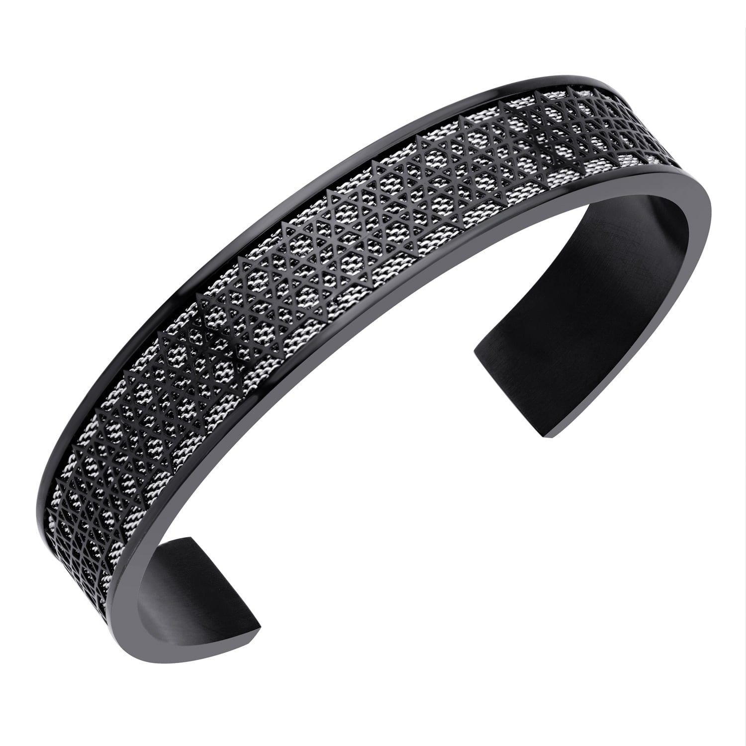14MM 316L Stainless Steel Mens Bracelets Bangles Silver Black Silicone Men Fashion Jewelry-in