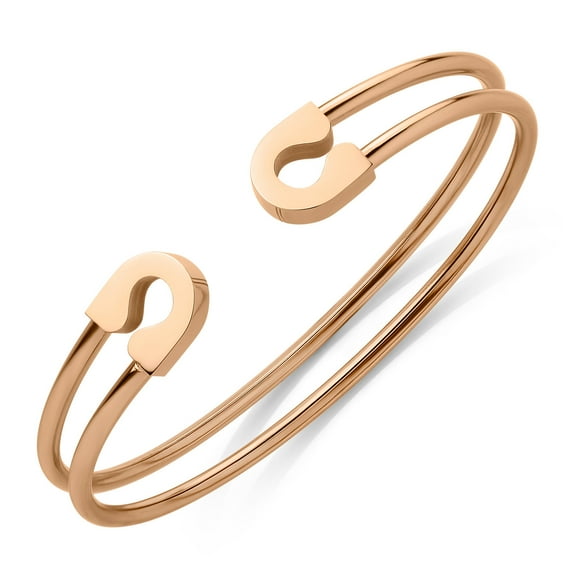 555Jewelry Stainless Steel Double Wire Cuff Open Bangle Bracelet for Women & Girls, Rose Gold