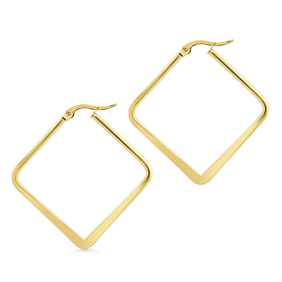 555Jewelry Stainless Steel Geometric Shaped Large Statement Square Hoop Earrings for Women, Dangle Drop Geometric Hoop Earrings, Classic Trendy Simple Earrings for Women, Gold