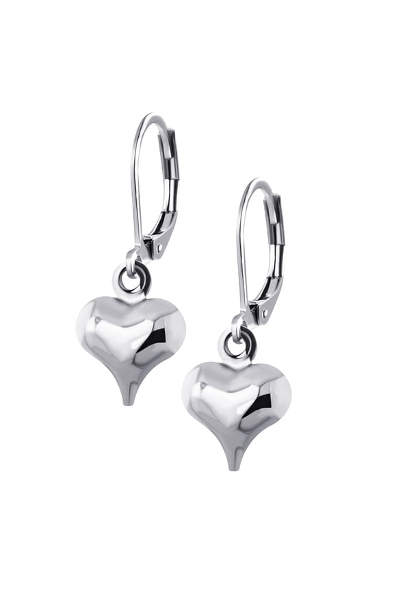 Stainless Steel Heart Shaped Cute Dangle Drop 1.1 inches Earrings for Women, Silver