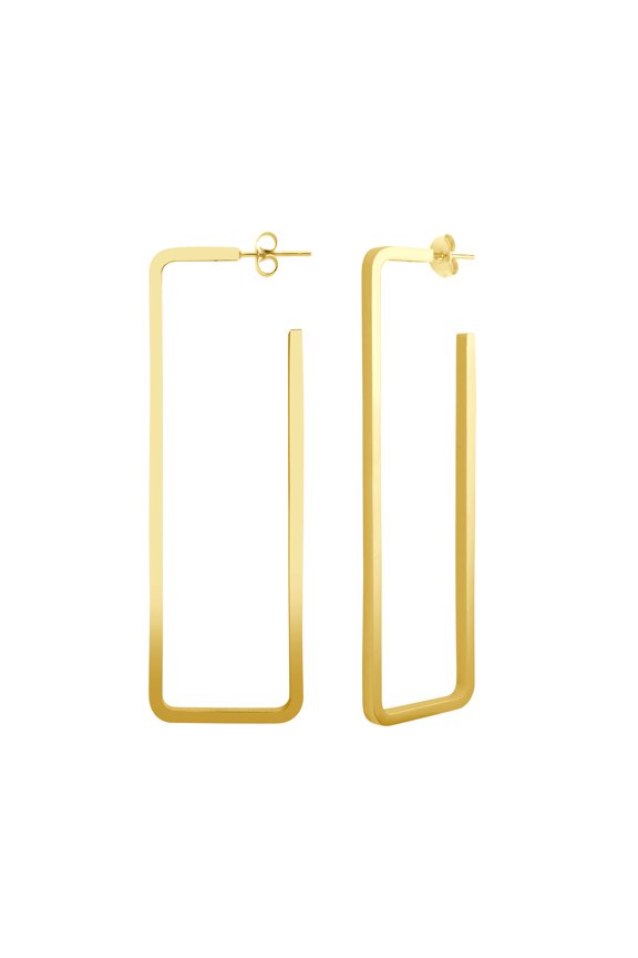Stainless Steel Large Drop Rectangle Dangle Hoop Statement Earrings for Women, Gold