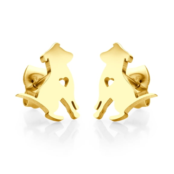 555Jewelry Stainless Steel Small Dog Stud Hypoallergenic Unisex Earrings, Gold