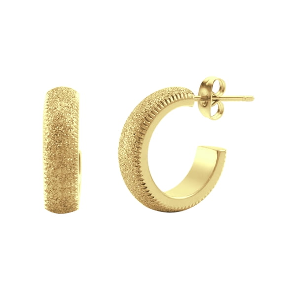 555Jewelry Stainless Steel Sparkly C Shaped Huggie Earrings for Women, Small Earrings for Women, Hypoallergenic Huggie Hoop Earrings, Open Ear Huggies For Women, Gold