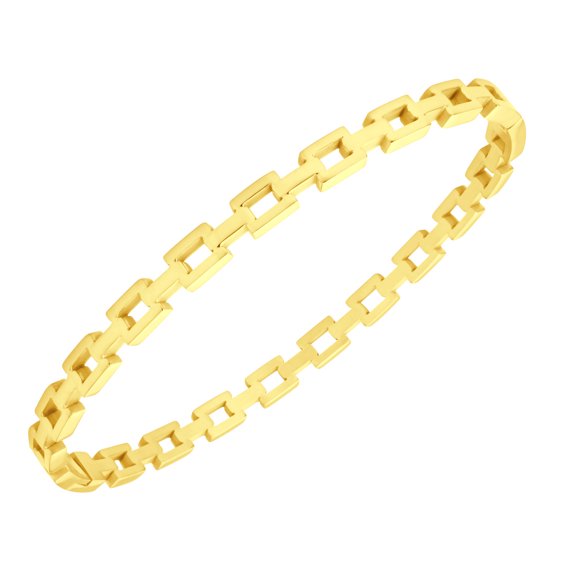 ‎555Jewelry Unisex ‎Stainless Steel Link Chain Bangle Bracelets Elegant Square Patterned Hinged Cuff for Women & Men, Gold