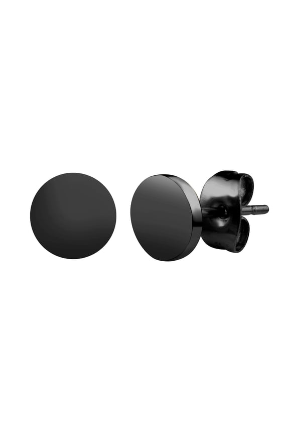 Womens Stainless Steel Hypoallergenic Minimal Shiny Circle Disc Tiny Dot Flat Round Minimalist Stud Everyday Wear Screw Back Piercing Fashion Accessory Jewelry Earrings, Black