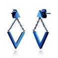 thumbnail image 1 of 555Jewelry Womens Stainless Steel Metal Edgy Geometric Triangle V Shape Chain Drop Hanging Stylish Minimal Push Back Stud Fashion Accessory Costume Jewelry Earrings, Blue, 1 of 5