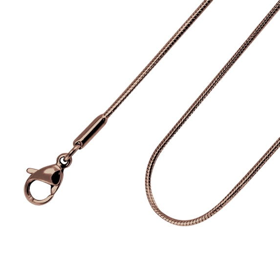 555jewelry 1.2mm Stainless Steel Snake Chain Necklace for Men & Women, Stainless Steel Necklace for Men, Classic Necklace for Women, Simple Thin Delicate Chain Necklace, Coffee, 16 Inch