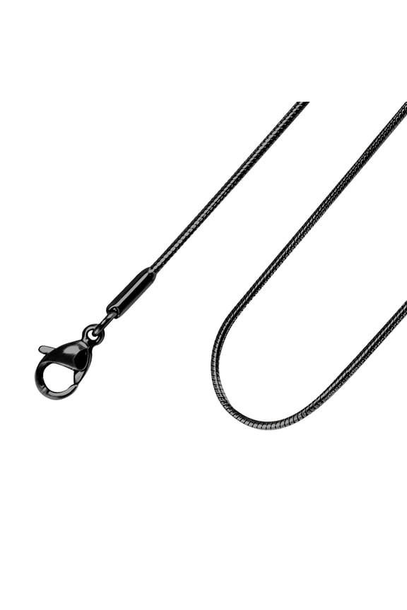 1.2mm Stainless Steel Snake Chain Necklace for Men & Women, Stainless Steel Necklace for Men, Classic Necklace for Women, Simple Thin Delicate Chain Necklace, Black, 24 Inch