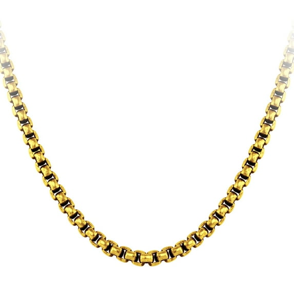 555jewelry 5mm Stainless Steel Box Chain Necklace for Men & Women, Stainless Steel Necklace for Men, Necklace Chain For Men, Gold 24 Inch