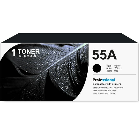 55A CE255A Toner Cartridge Black 1-Pack Compatible for HP 55A CE255A Toner Cartridges for Laser Enterprise 500 MFP M525 Series, Laser Enterprise P3015 Series, Laser Pro MFP M521 Series Printer
