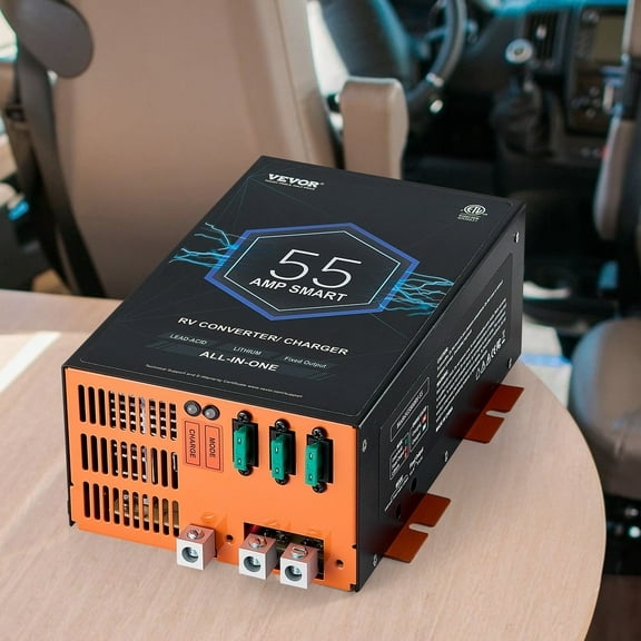 55A RV Power Converter 110V AC to 12V DC Battery Charger w/ Overload Protection | for RV Camper Trailer