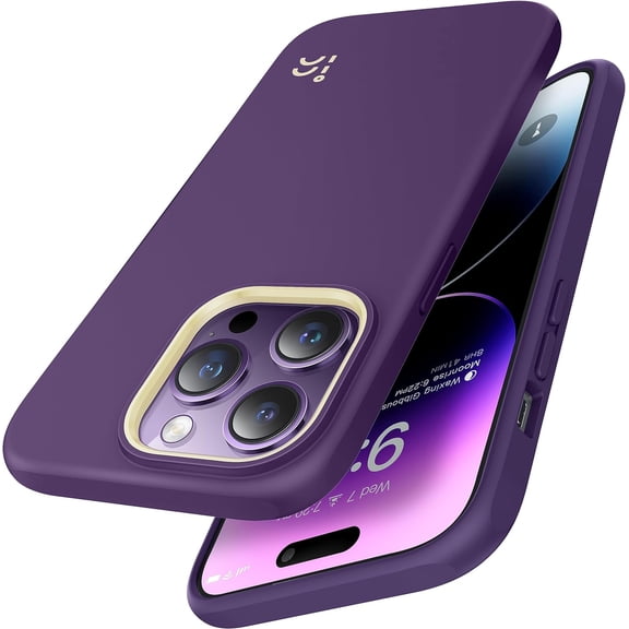 55A Silicone Magnetic for iPhone 14 Pro Case, Military Grade Drop Tested, Compatible with MagSafe, Anti-Scratch Soft Microfiber Lining, Slim Shockproof Phone Case for iPhone 14 Pro, Purple