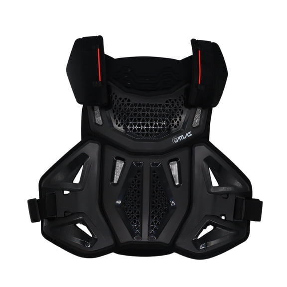 55Atlas Defender Hybrid Ai Chest & Back Protector - Black L/XL - Adapted Impact Ai Technology Roost Guard - CE EN 1621-3 Level 1 Chest / EN 1621-2 Level 2 Back - MX Dirt Bike Off-Road Body Armor