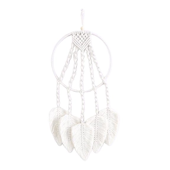 55CM Macrame Wall Hanging Backdrop Window Tapestry Boho Wedding Holiday Decor - White