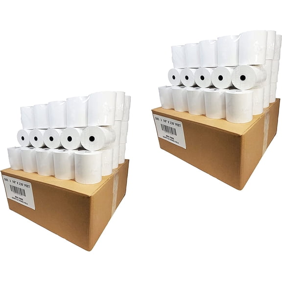 55GSM - Shrink Wrap 3 1/8 x230 Feet Clover Station Thermal Paper Rolls (2 CASES - 100 ROLLS) BPA Free M129C, M244a, M129 Star tsp100 Receipt Printer Paper from Nayelish