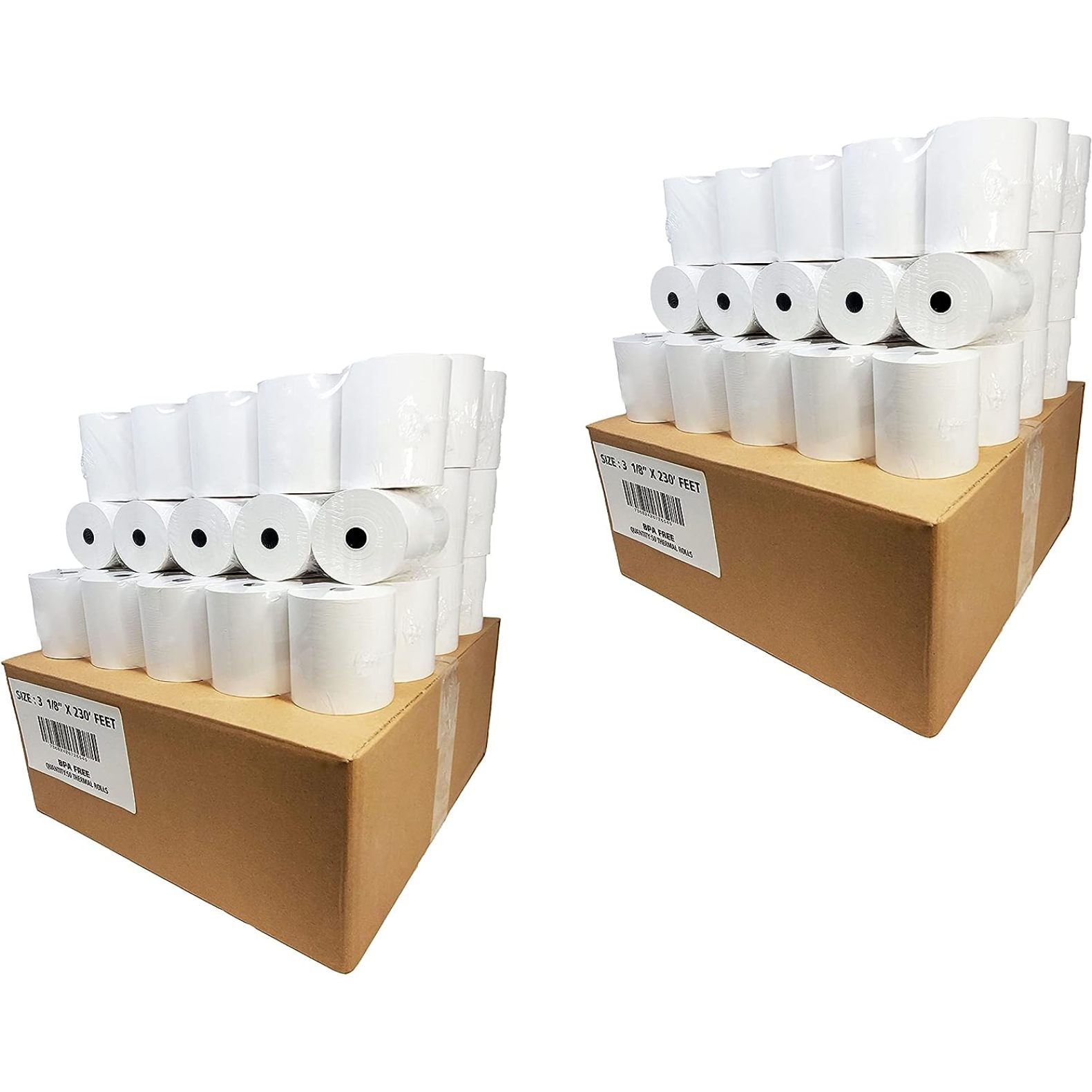 55GSM Shrink Wrap 3 1/8 x230 Feet Clover Station Thermal Paper Rolls (2 CASES 100 ROLLS) BPA