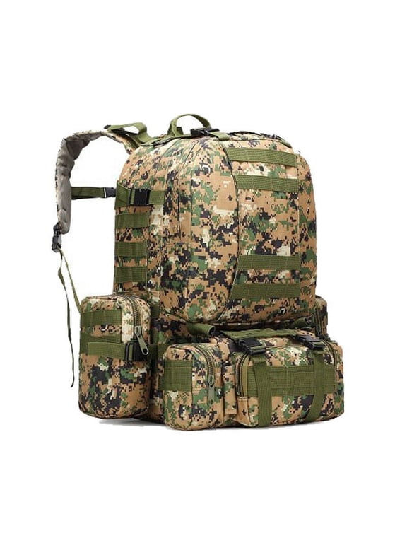 55L 4-in-1 Outdoor Backpack for Camping, Hiking, Trekking and Hunting, Woodland Digital Camo
