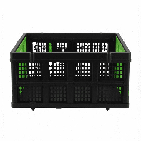 55L Collapsible Storage Crates, Stackable Folding Milk Crates with Handles, Space-Saving Organizer Bins for Home, Office, Garage, Camping, and Transport