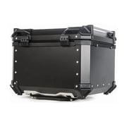 55L Flat Black Aluminum Motorcycle Top Box   Waterproof Dustproof Helmet Storage Case, Security Lock, Baseplate, Quick Release, Reflective Strips, Backrest, 55L Flat Black