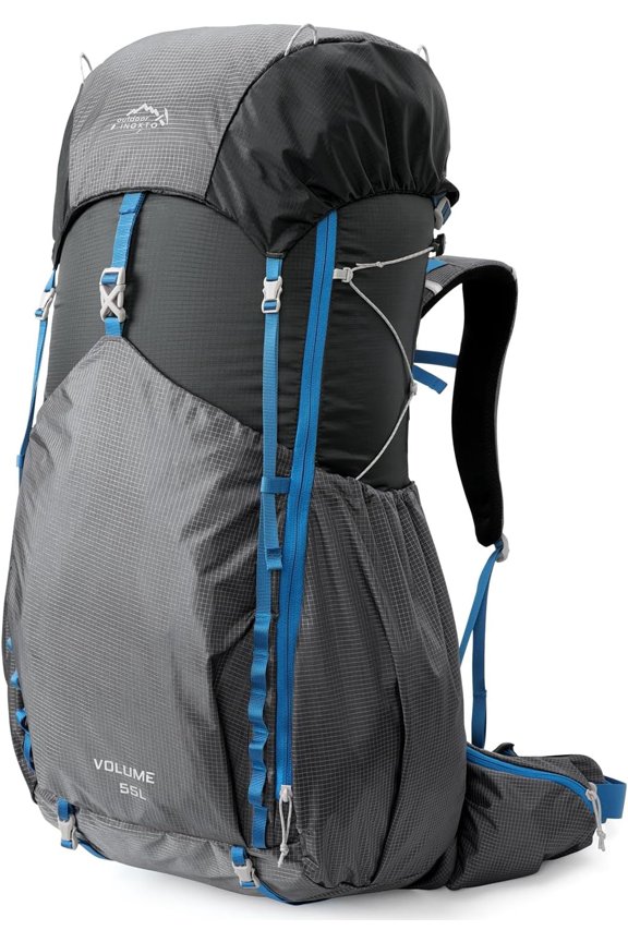 55L Internal Frame Hiking Camping Backpack with 3L Water Bladder and Rain Cover, Large Lightweight Travel Daypack Rucksack for Climbing (Dark Gray)