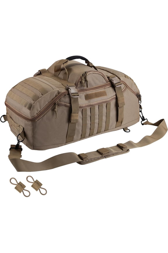 55L Large Duffle Bag, 3-in-1 Tactical Backpack for Gym, Sports, Outdoor, Coyote