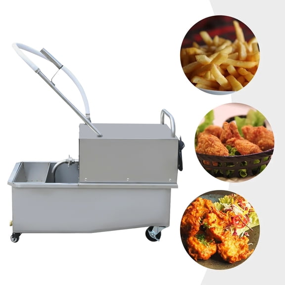 55L Mobile Fryer Filter Machine, 550W 110V 14.53 Gal Commercial Oil Filler Cart Truck Separator Stainless Steel Cooking Oil Filtration System with 32L/8.45/Gal/min Pump for Supermarket Restaurant