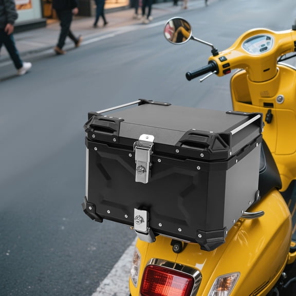 55L Motorcycle Top Case Aluminum Alloy Waterproof Motorcycle Trunk Tour Motorbike Tail Box Storage Case with Security Lock for Storage of Luggage