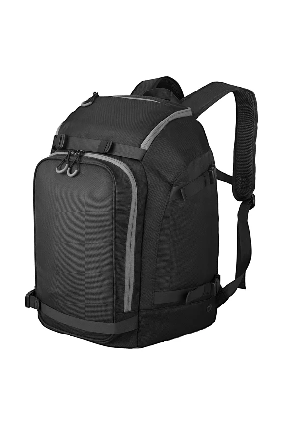 55L Ski Boot Bag Waterproof Backpack for Men and Women,Durable 1680D Oxford Travel Sac for Ski,Snowboard,Helmet,Goggles,and Accessories in Black