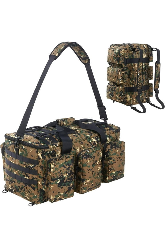 55L luggage bag with compartments and straps, suitable for men, large-sized sports and fitness luggage bag, suitable for weekend travel and camping (Camo Tan)