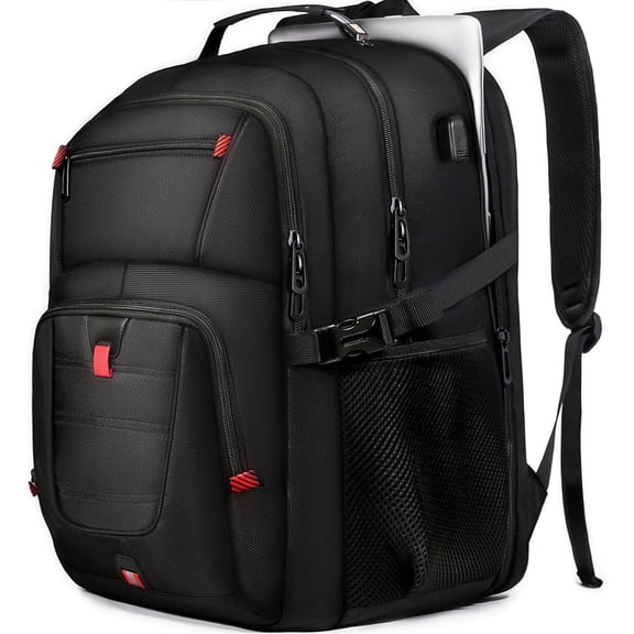 55L Travel Backpack, 18 inch Laptop Bag for Men, TSA Approved Heavy Duty with USB Port, Anti Rucksack for Business Work College, Black