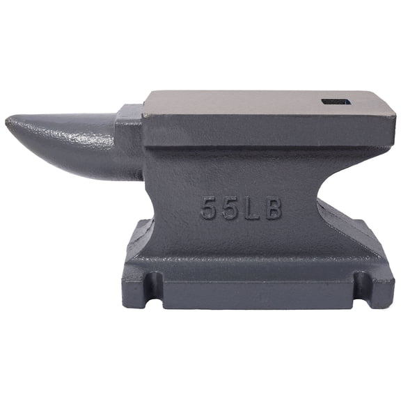 55LB Cast Iron Anvil with Square Horn & Hardy Hole, Heavy Duty Blacksmith Anvil for Metalworking, Gray
