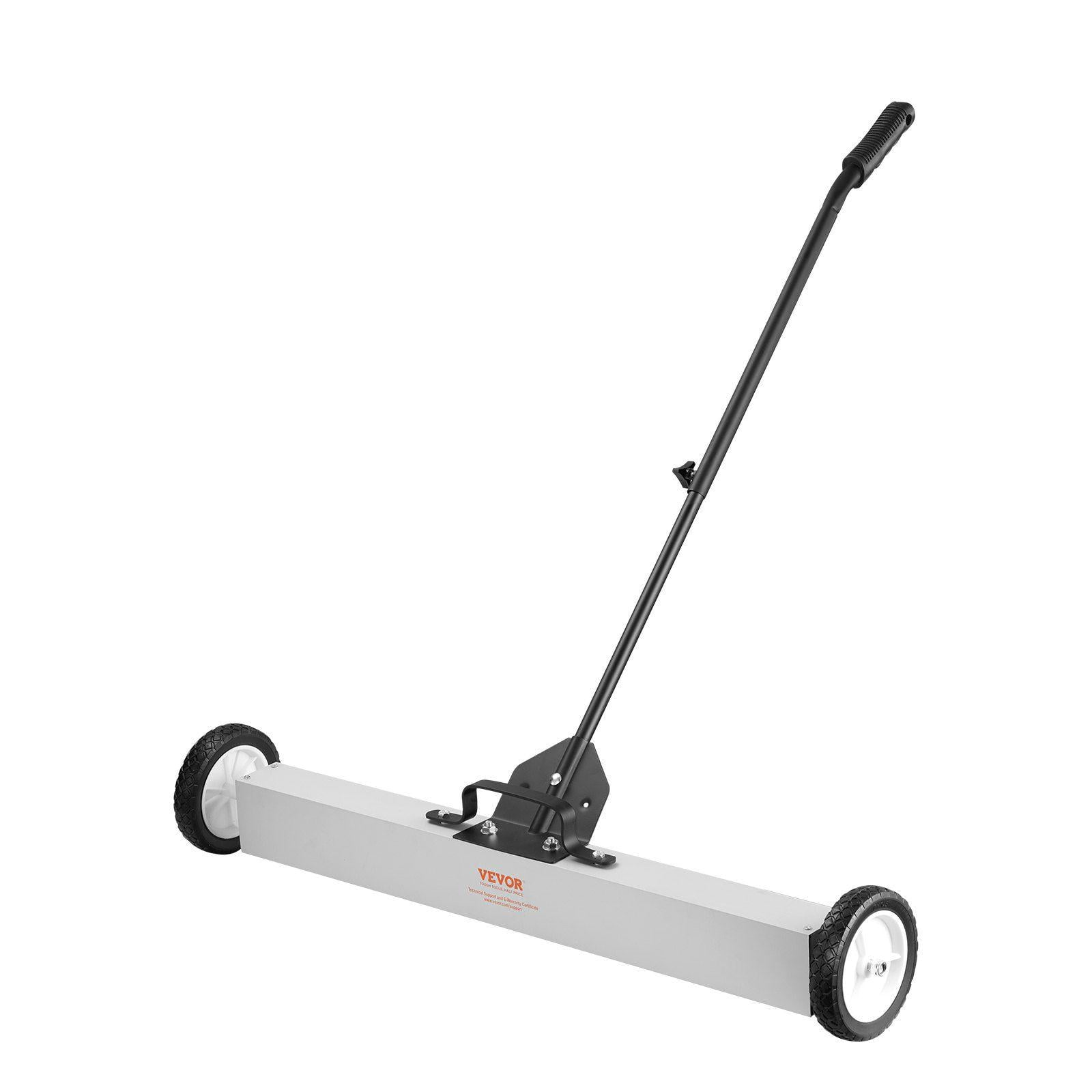 55Lbs Rolling Magnetic Sweeper with Wheels 36 Inch Large Magnet Pickup Lawn Sweeper Push Type Telescoping Handle for Easy Workshop Garage Yard Cleanup