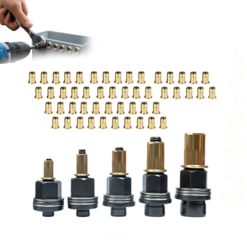 55PCS Carbon Steel Rivet Nut Tool Kit,M4-M10,5 Rivet Nut Pliers and 50 Press-in Nuts Kit Hand Riveter Accessories for Nuts and Bolts