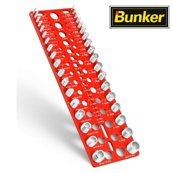 55PCS Nut and Bolt Thread Checker with SAE Metric Thread Gauge and Drill Bit Size Gauge, Wall Mounted Bolt Size Finder Tool for Nuts, Screws, Fasteners, Workshop, Garage and DIY Repairs
