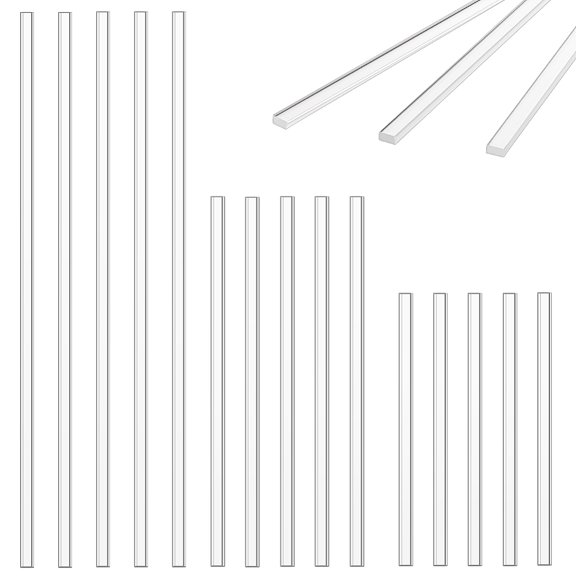 55Pcs 3 Style Transparent Acrylic Sheets Bar Rectangle Clear 99.5~200x3.5x2mm