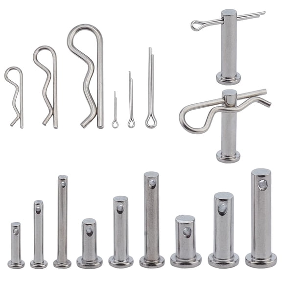 55Pcs 304 Stainless Steel Hitch Pin Clips 90Pcs Open Latch 39Pcs Connecting Rod Plug Bolt Pins Stainless Steel Color 0.85x3x0.15cm diy