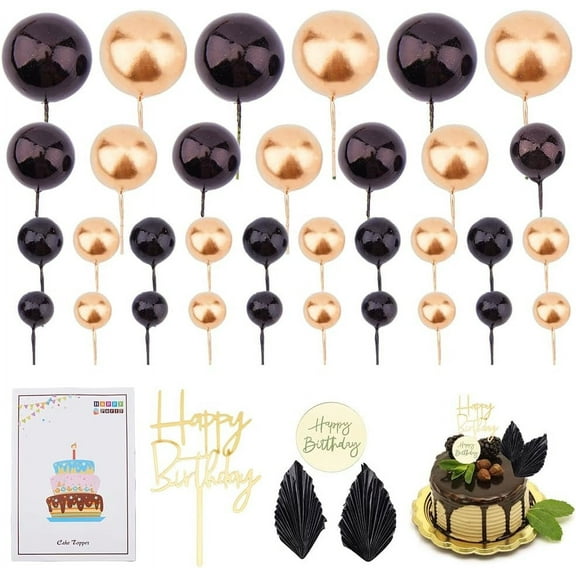 55Pcs Balls Cake Toppers Acrylic Balloon Cake Topper Cake Topper Artificial Dried Flowers Cake Decorations